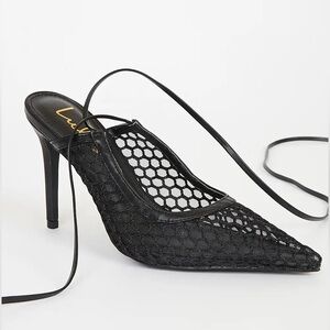 Lulu's Black Mesh Stiletto Heels